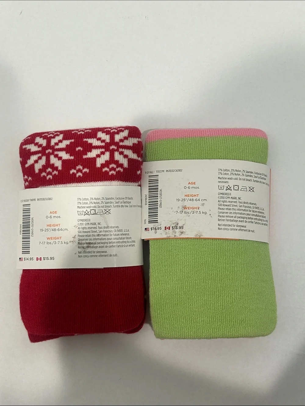 Gymboree bundle 2 baby girls tight collants 0-6 months new stocking